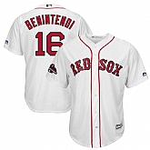 Red Sox 16 Andrew Benintendi White 2018 World Series Champions Team Logo Player Jersey Dzhi,baseball caps,new era cap wholesale,wholesale hats